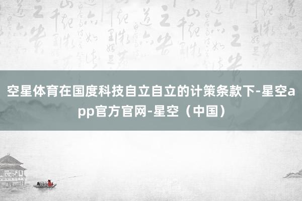 空星体育在国度科技自立自立的计策条款下-星空app官方官网-星空（中国）